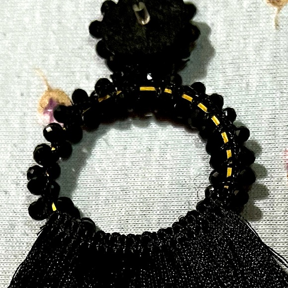 BOHO tassel earrings. Black tassel bohemian earrings. - Picture 4 of 4